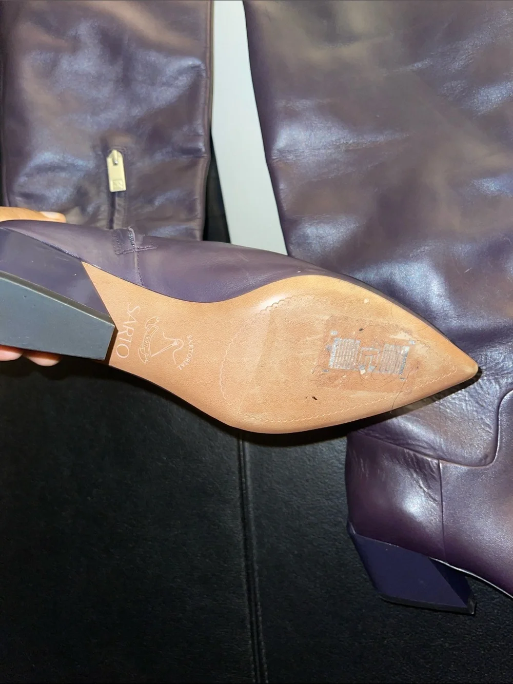 Franco Sarto Gwyn Knee High Boot Eggplant Purple Leather Sz 9 NWOB HTF Color